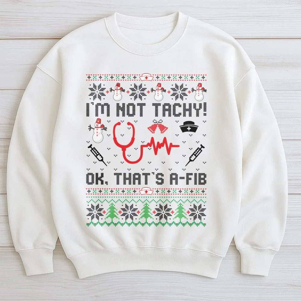 Humorous Medical Heart Rhythm Sweater, Nurse Ugly Christmas Sweatshirt, RN Holiday Graphic Crewneck, Nurse Practitioner Xmas 