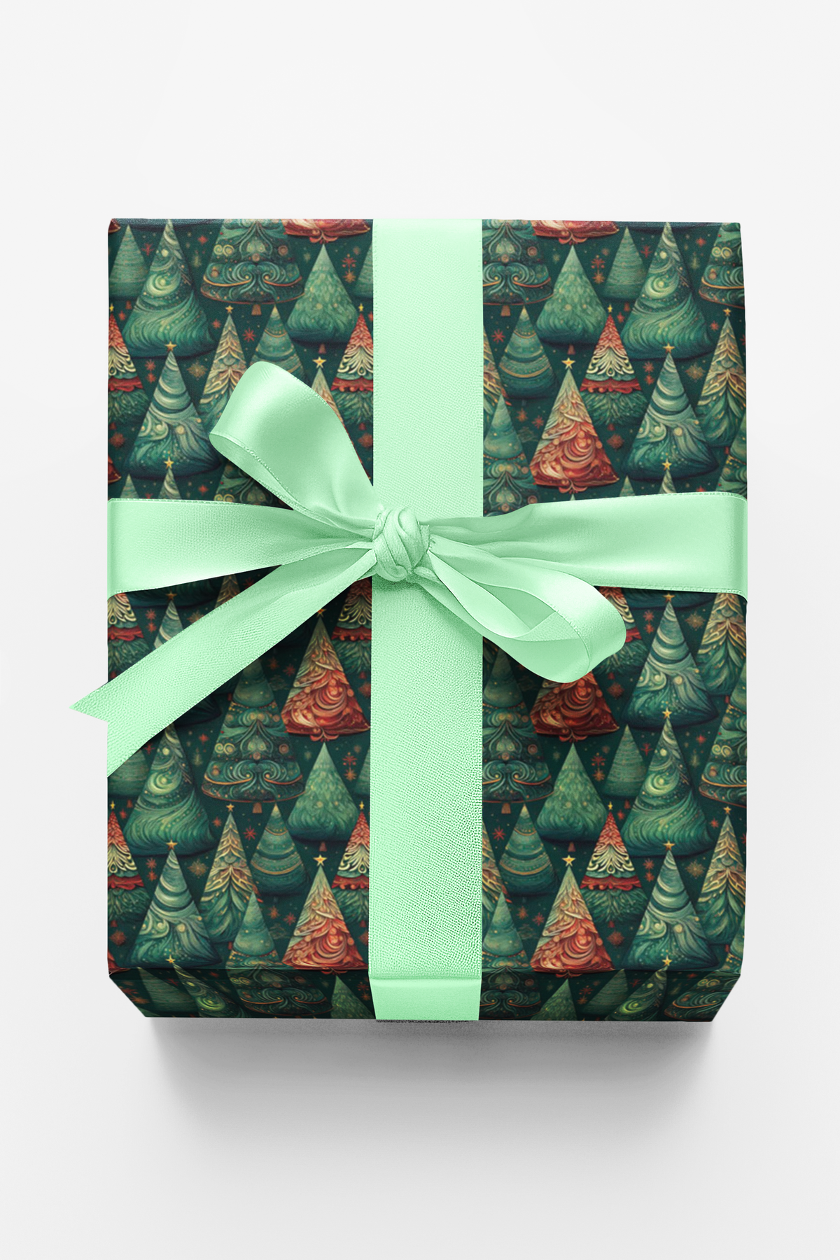 Festive Tree Gift Wrap, Fir Tree Christmas Wrapping Paper, Dark Green Xmas Wrapping Paper, Winter Holiday Gift Wrap, Holiday 