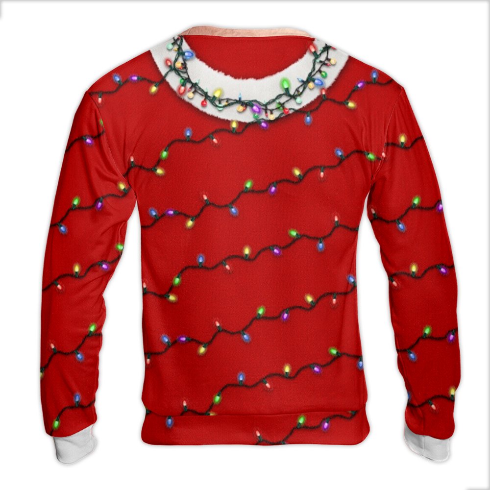 Realistic Graphic Christmas Sweater, Hairy Chest Santa Ugly Christmas Sweater, Humorous Santa Holiday Sweater, Party Crewneck