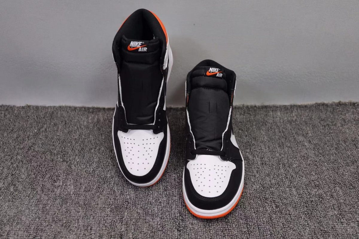 High Top Sneakers, Black White Orange Colorway, Lace Up Design, Casual Gift for Sneaker Fans