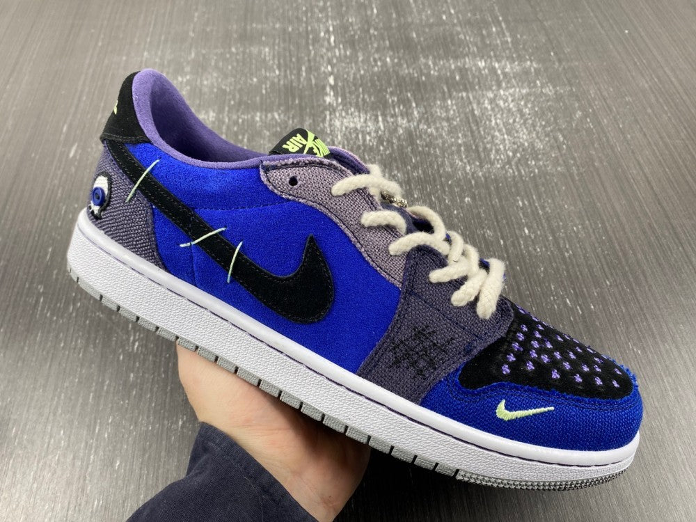 Low Top Sneakers, Royal Blue Black Purple Colorway, Lace Up Design, Casual Gift for Sneaker Fans