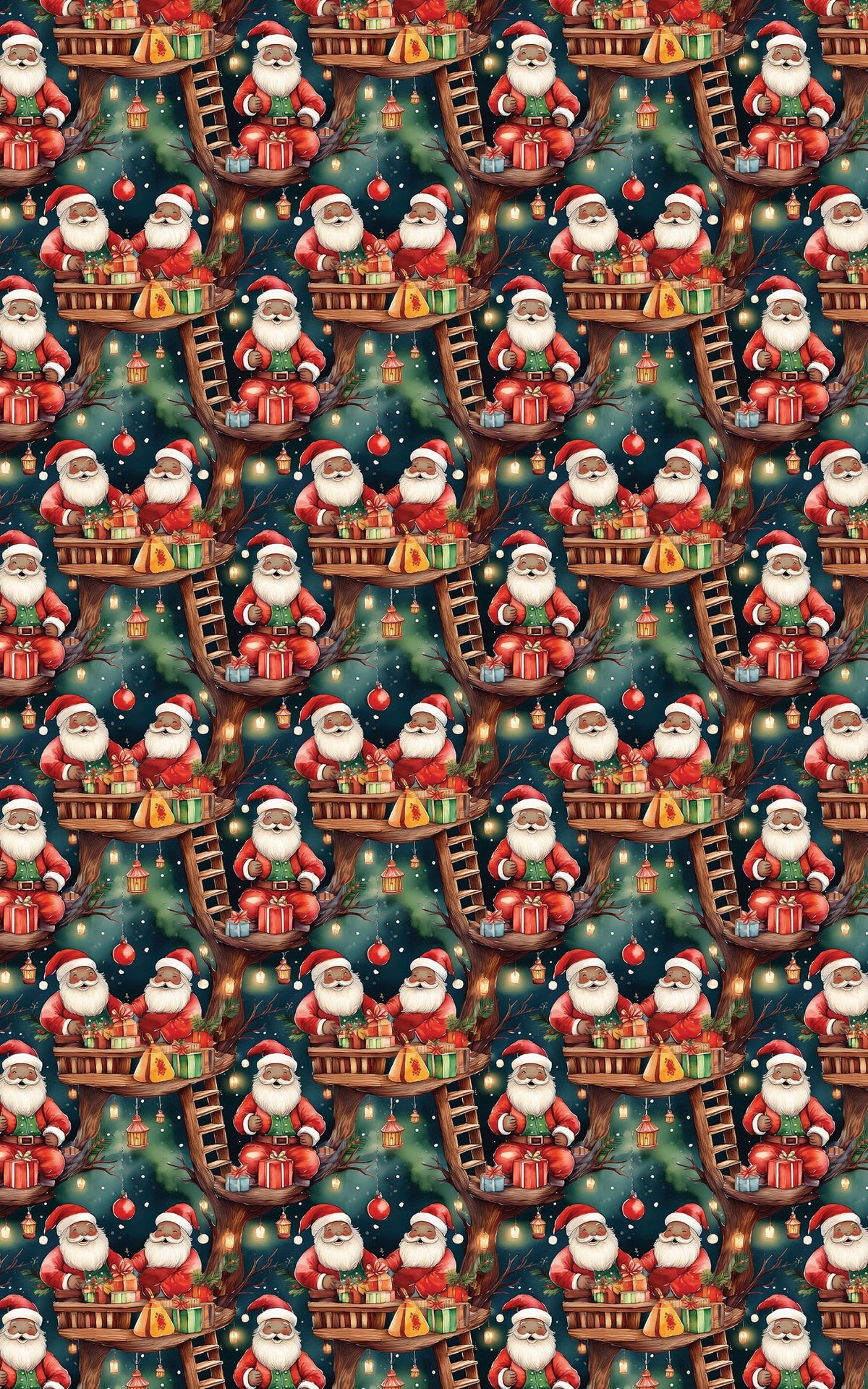 Christmas Fort Magic Gift Wrap, Treehouse Santa Wrapping Paper, Whimsical Holiday Wrapping Paper, Kids Xmas Present Gift Wrap
