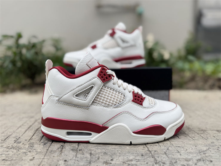 Mid Top Sneakers, White Red Colorway, Lace Up Design, Casual Gift for Sneaker Fans