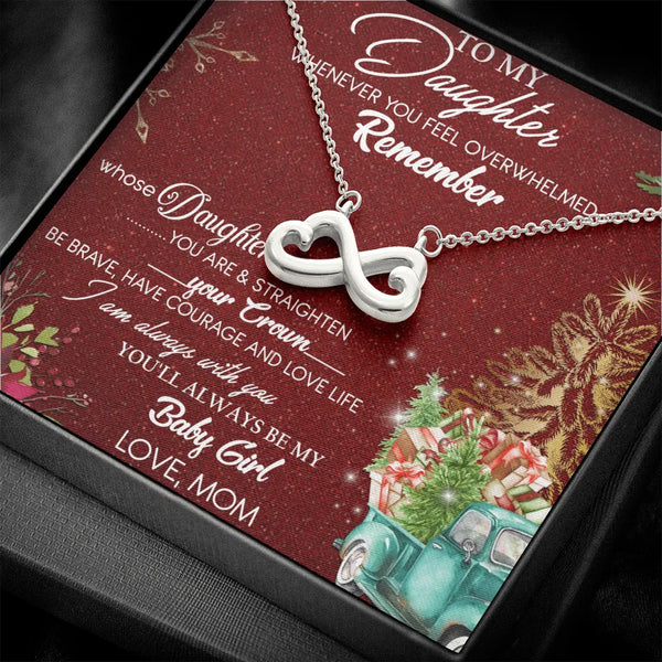 14k White Gold Finish Heart Pendant Necklace, Christmas Infinity Heart Necklace for Daughter, Holiday Message Card Jewelry Pr