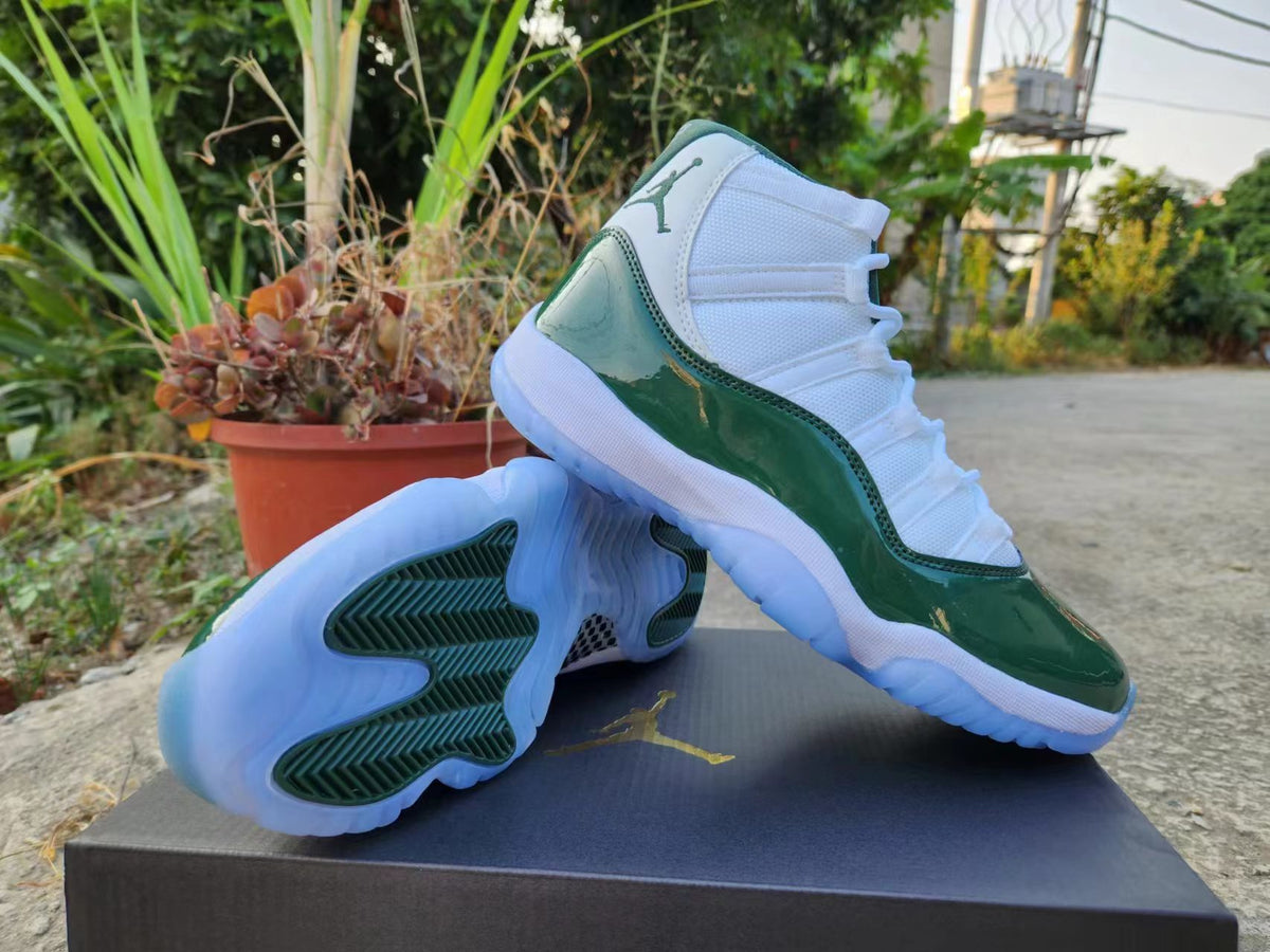 Sneakers, White Green Colorway, Lace Up Design, Casual Gift for Sneaker Fans