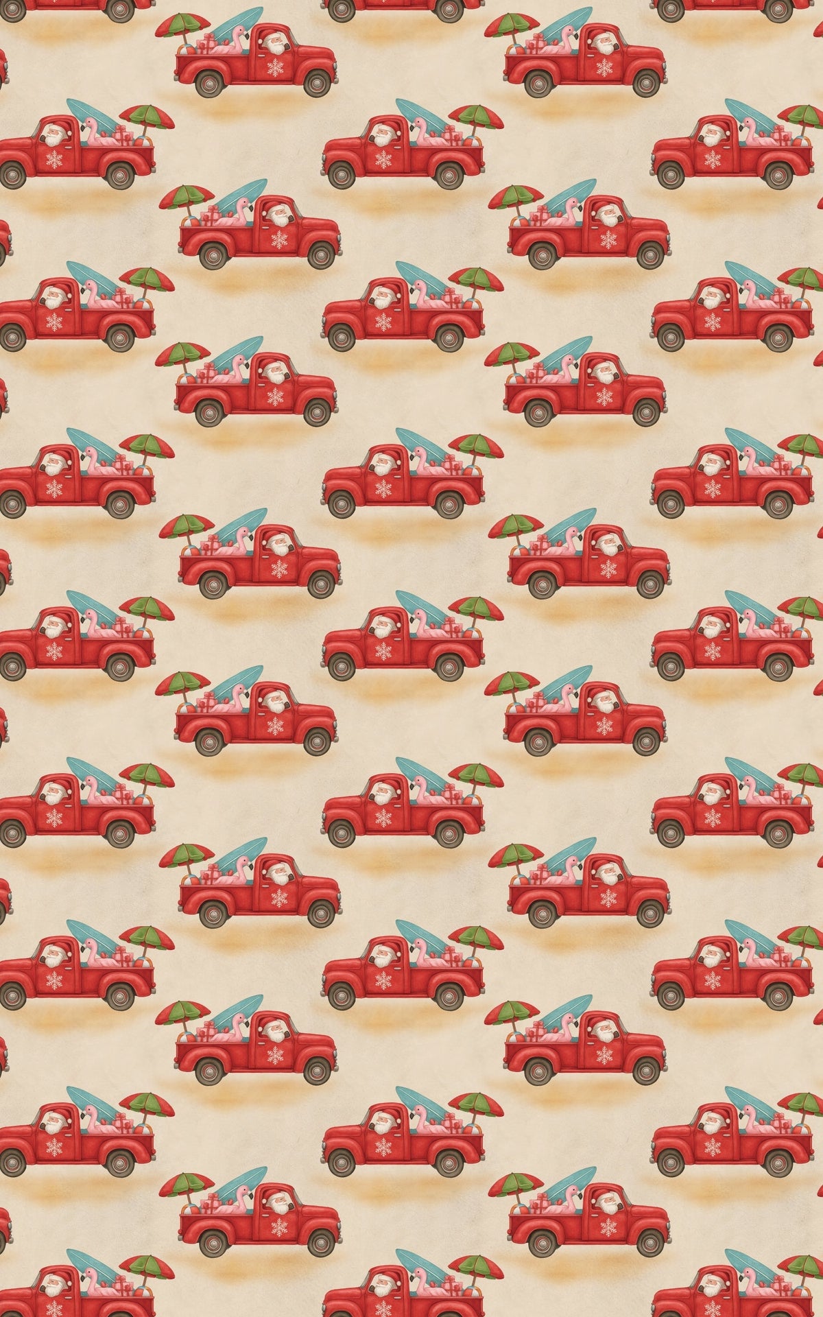 Coastal Christmas Gift Wrap Roll, Surfing Santa Wrapping Paper, Tropical Holiday Gift Wrapping Paper, Beachy Christmas Presen