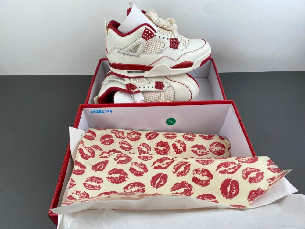 Low Top Sneakers, Off White Red Colorway, Valentine Design, Lace Up Design, Casual Gift for Sneaker Fans