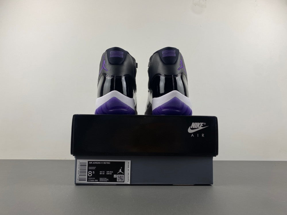 Retro High Top Sneakers, Black Purple Colorway, Leather Footwear, Lace Up Design, Casual Gift for Sneaker Fans