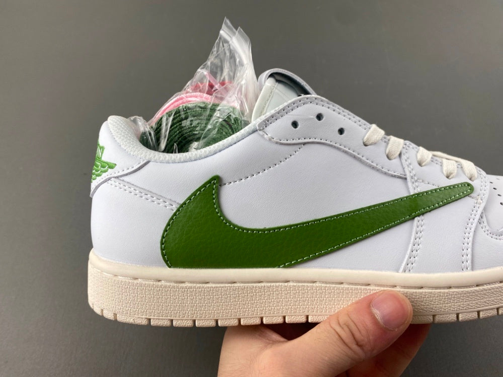 Low Top Sneakers, White Green Colorway, Reverse Hook Design, Lace Up Design, Casual Gift for Sneaker Fans