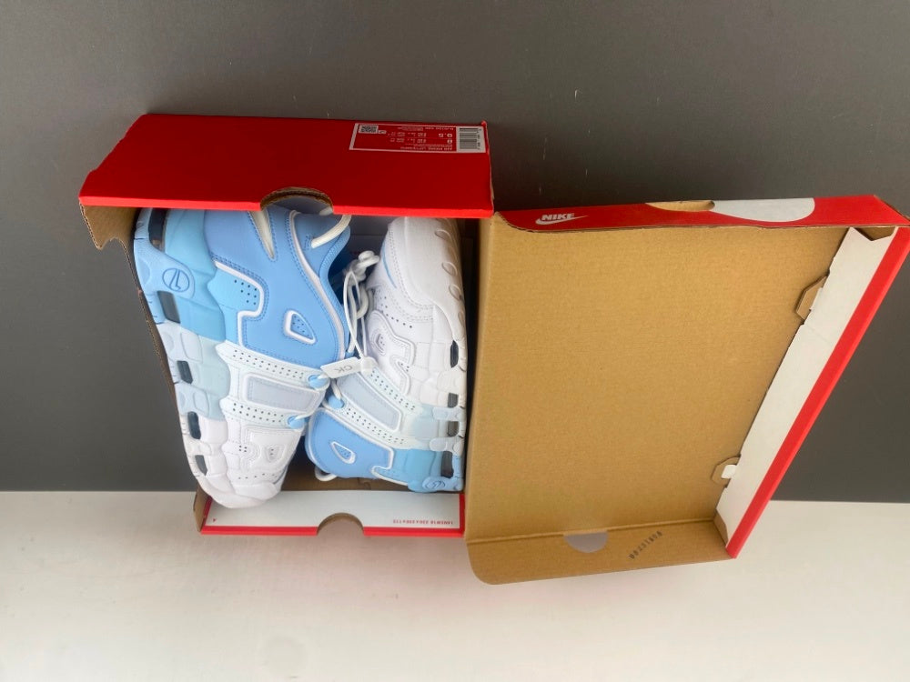 High Top Sneakers, White Blue Colorway, Strap Design, Casual Gift for Sneaker Fans