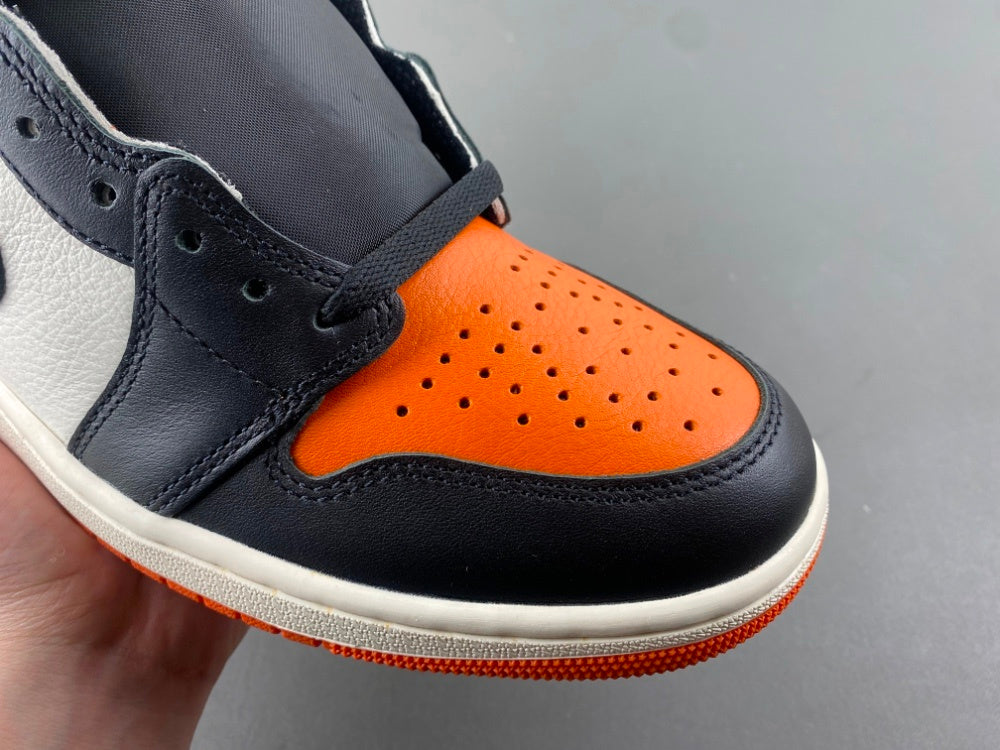 High Top Sneakers, White Black Orange Colorway, Lace Up Design, Casual Gift for Sneaker Fans