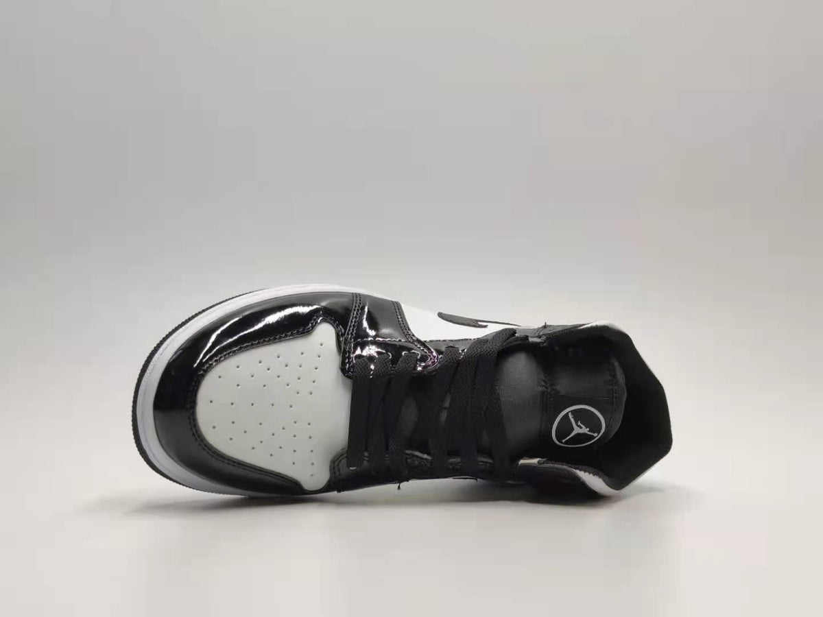 Sneakers, White Black Colorway, Patent Leather Footwear, Lace Up Design, Casual Gift for Sneaker Fans