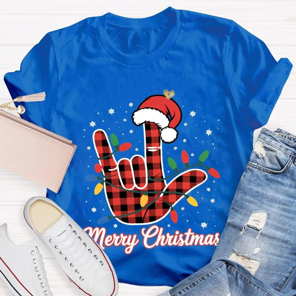 Festive Holiday Lights Shirt, Christmas Santa Hats and Lights T-Shirt, Adorable Xmas Graphic Tee, Comfy Winter Holiday Shirt,