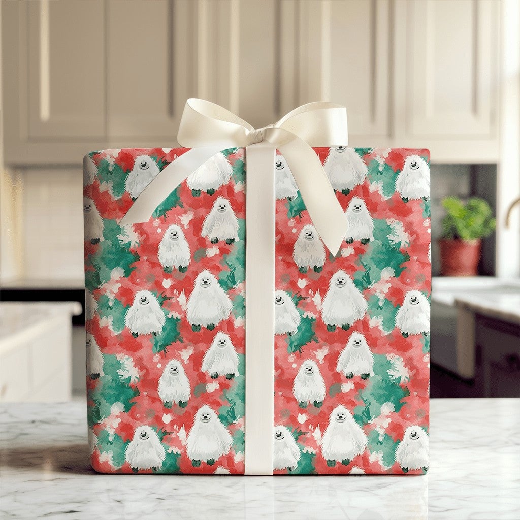 Abominable Snowman Holiday Gift Wrap, Adorable Yeti Christmas Wrapping Paper, Watercolor Yeti Wrapping Paper, Kids Festive Xm