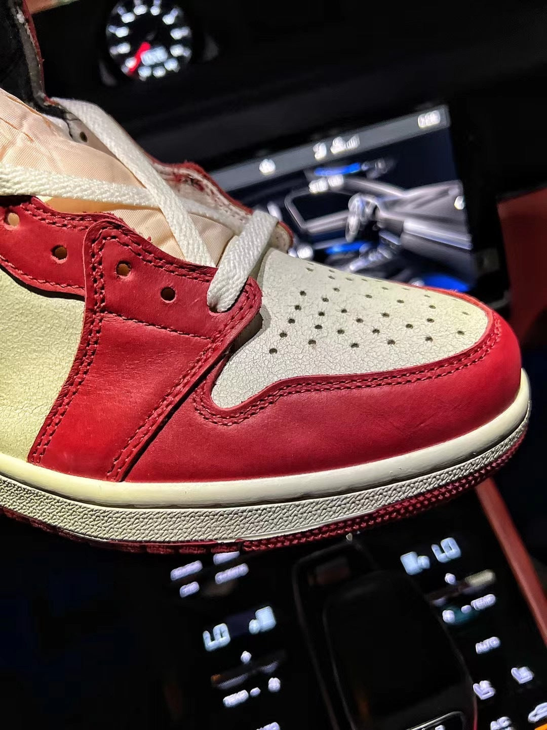 Distressed Sneakers, Red White Black Colorway, Lace Up Design, Distressed Finish, Casual Gift for Sneaker Fans