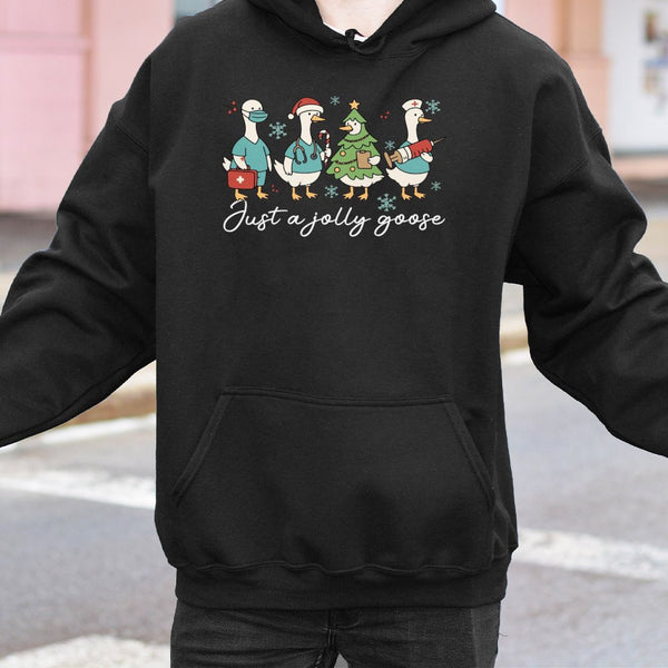 Humorous Medical Staff Goose Sweatshirt, Christmas Nurse Hoodie, Holiday RN Nursing Student Hoodie, Winter Healthcare Worker 