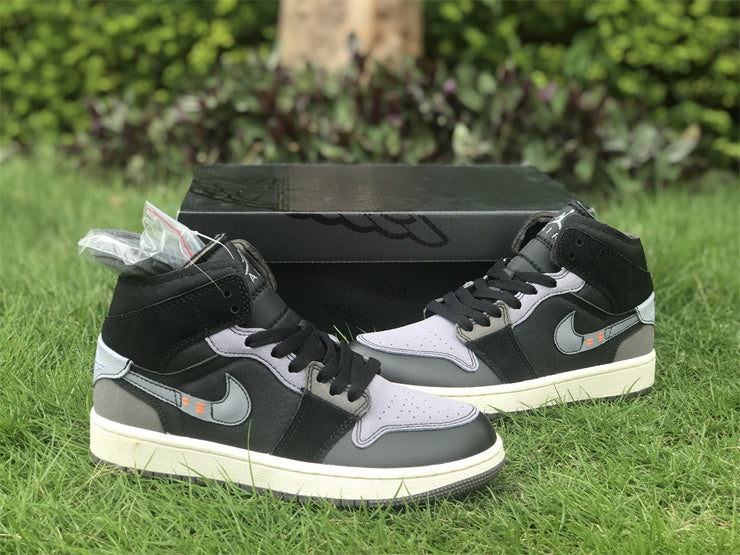 Mid Top Sneakers, Black Gray Colorway, Lace Up Design, Casual Gift for Sneaker Fans