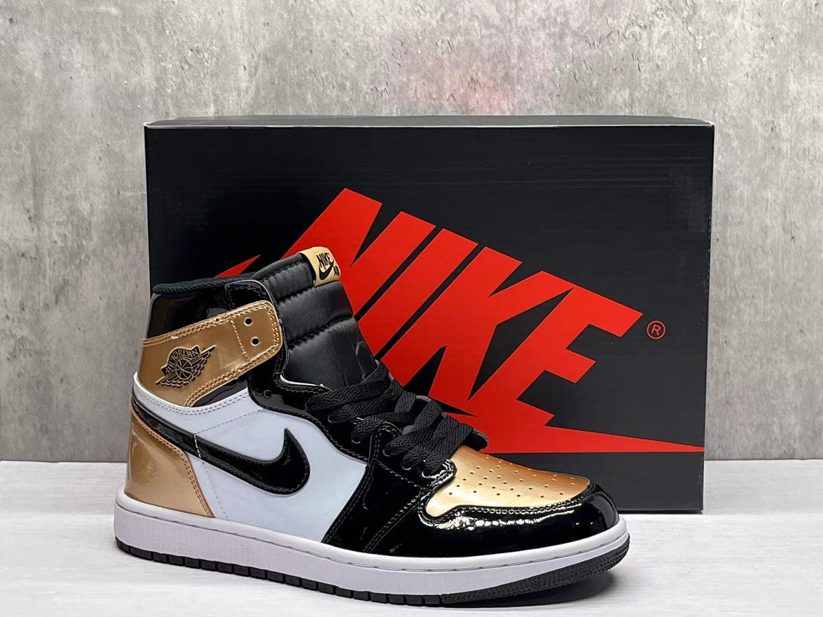High Top Sneakers, Black Gold Colorway, Mismatched Colorway, Lace Up Design, Casual Gift for Sneaker Fans
