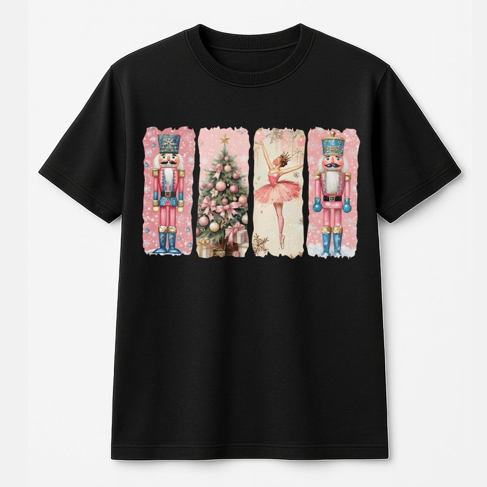 Watercolor Ballet Ballerina Holiday Tee, Nutcracker Christmas T-Shirt, Nutcracker Suite Graphic Shirt, Festive Christmas Pres