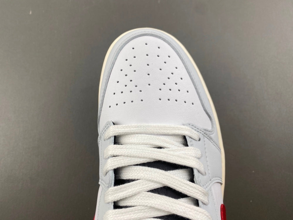 Low Top Sneakers, White Red Gray Colorway, Lace Up Design, Casual Gift for Sneaker Fans