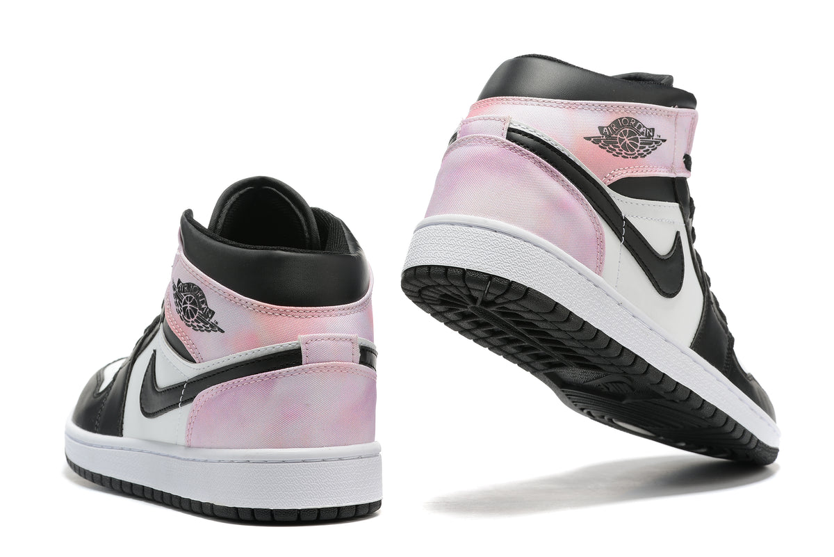 Sneakers, Black White Pink Colorway, Tie Dye Pattern, Lace Up Design, Casual Gift for Sneaker Fans