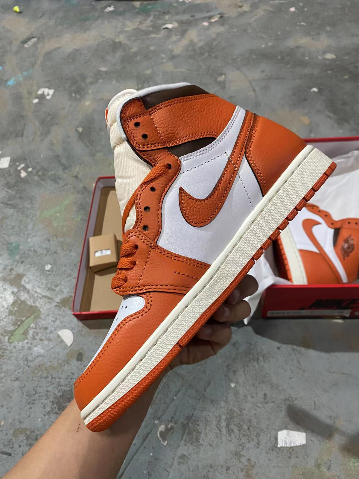 Retro High Top Sneakers, White Orange Colorway, Lace Up Design, Casual Gift for Sneaker Fans