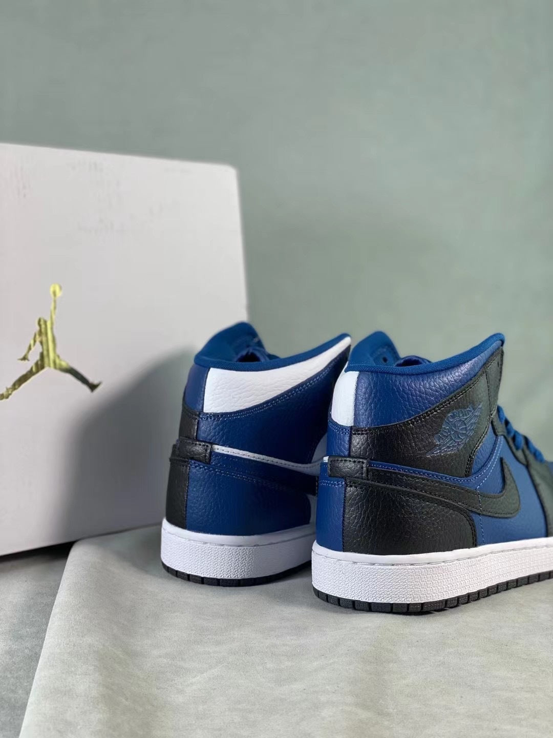 Mid Top Sneakers, Blue White Colorway, Lace Up Design, Casual Gift for Sneaker Fans