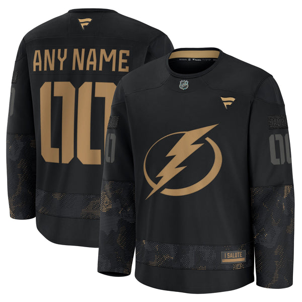 Tampa Bay Lightning Fanatics Black 2024 Military Appreciation Custom Practice Jersey