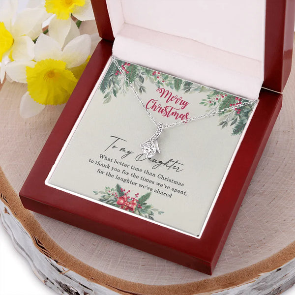 Love Knot Cubic Zirconia Pendant Necklace, To My Daughter Christmas Necklace, 14k White Gold Over Stainless Steel Holiday Jew