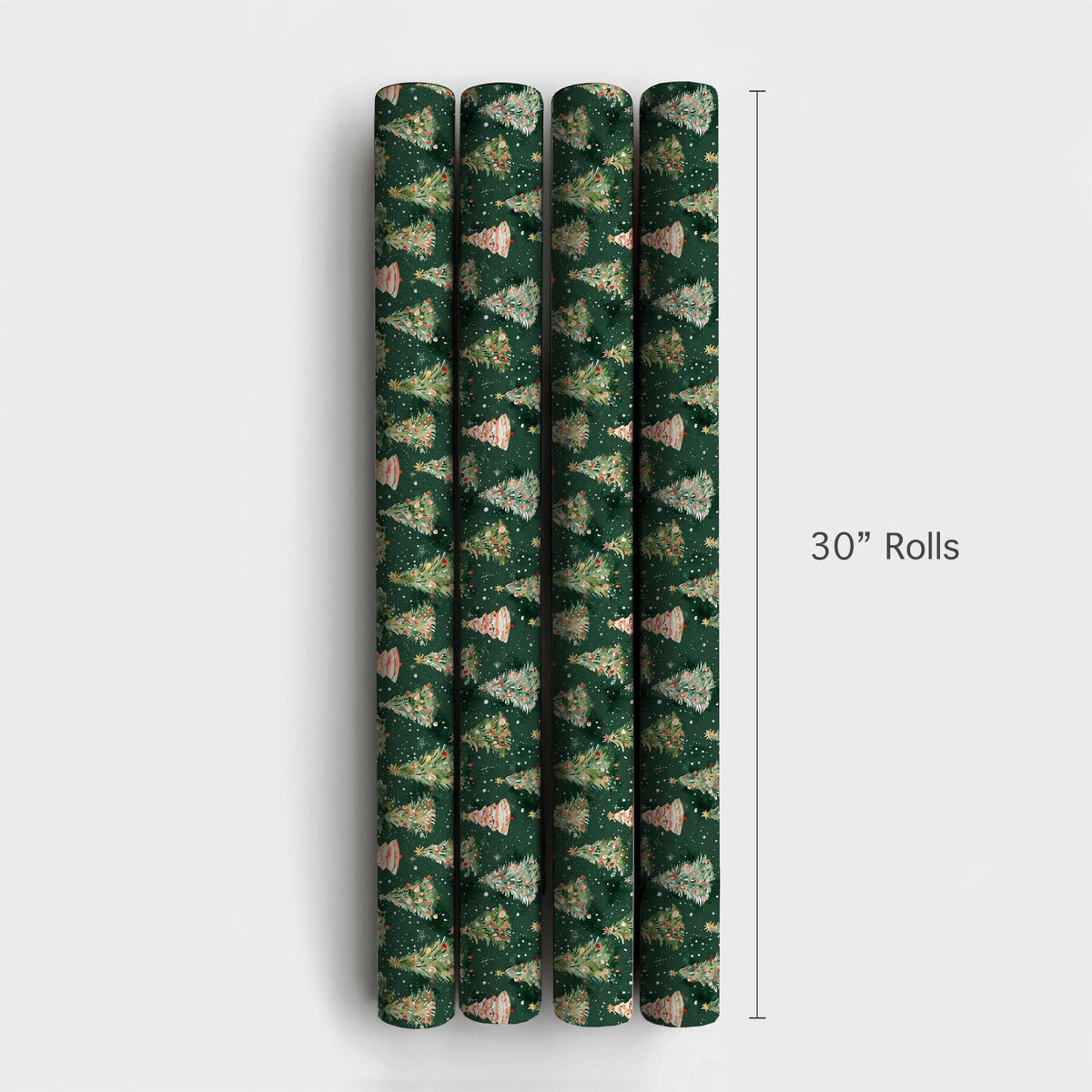 Forest Tree Holiday Gift Wrap, Watercolor Christmas Tree Wrapping Paper, Snowy Winter Wrapping Paper, Festive Xmas Gift Wrap 