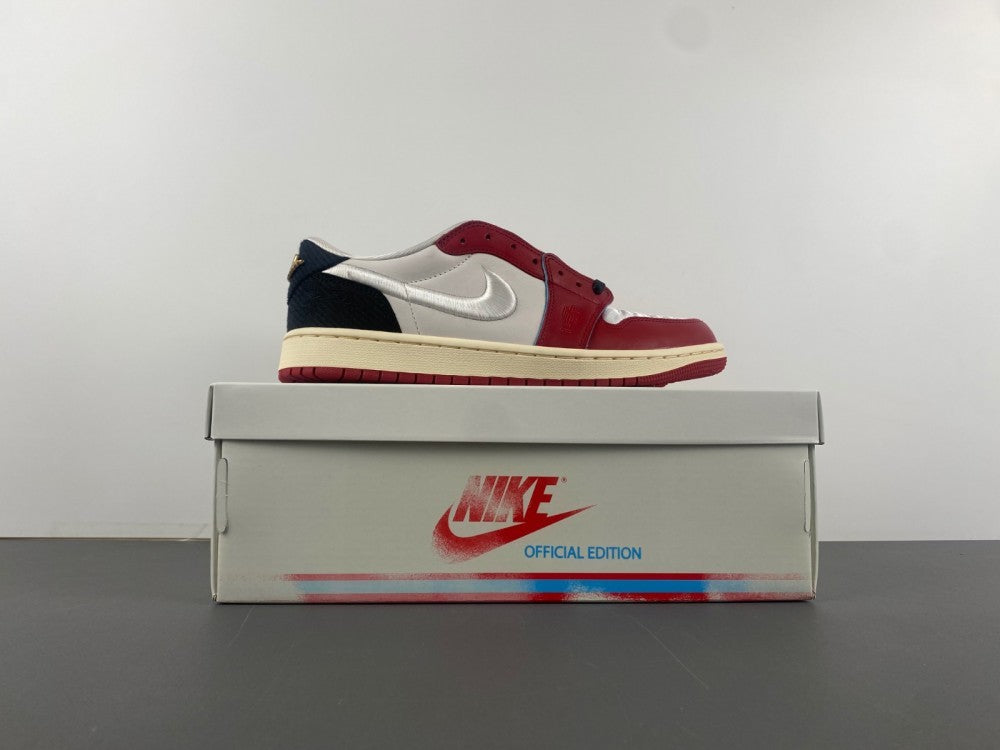 Low Top Sneakers, White Red Colorway, Lace Up Design, Casual Gift for Sneaker Fans