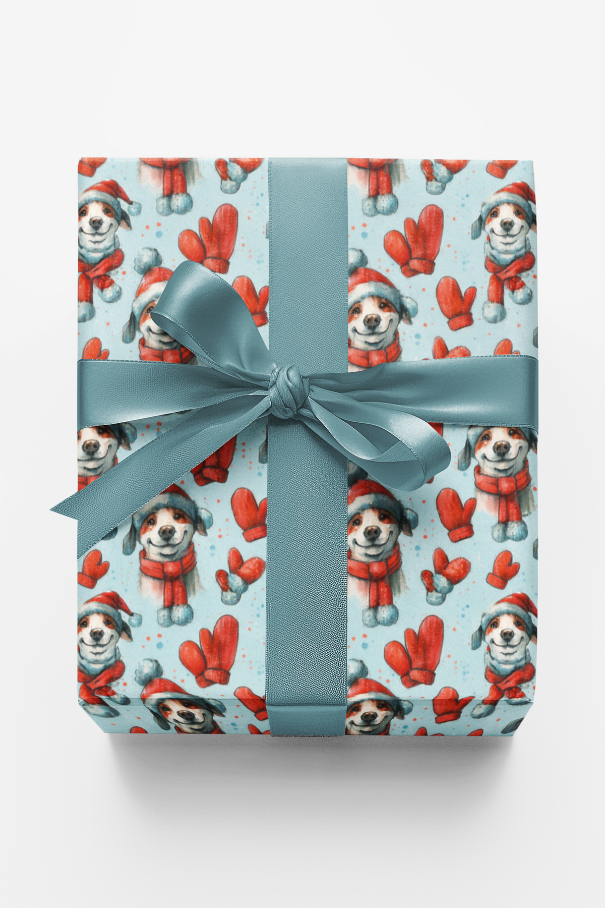 Christmas Puppy Gift Wrap, Winter Whimsy Dog Wrapping Paper, Blue Snowflake Dog Paper Roll, Holiday Pet Gift Wrap, Xmas Wrapp