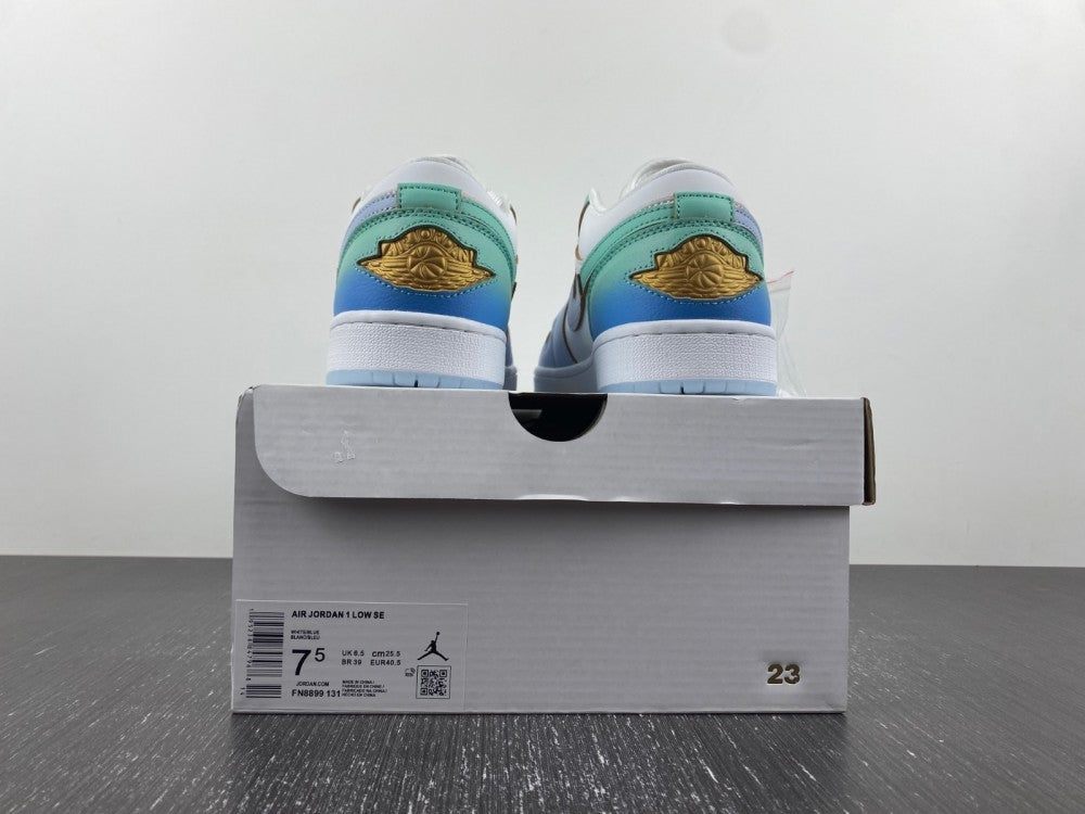 Low Top Sneakers, Blue White Colorway, Gradient Colorway, Lace Up Design, Casual Gift for Sneaker Fans