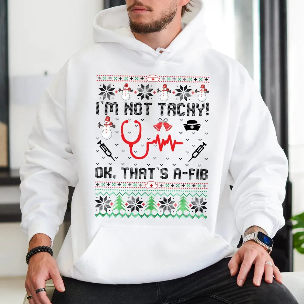 Humorous Medical Pun Christmas Hoodie, Nurse Christmas Hoodie, Ugly Sweater Nurse Holiday Hoodie, RN Healthcare Graphic Sweat