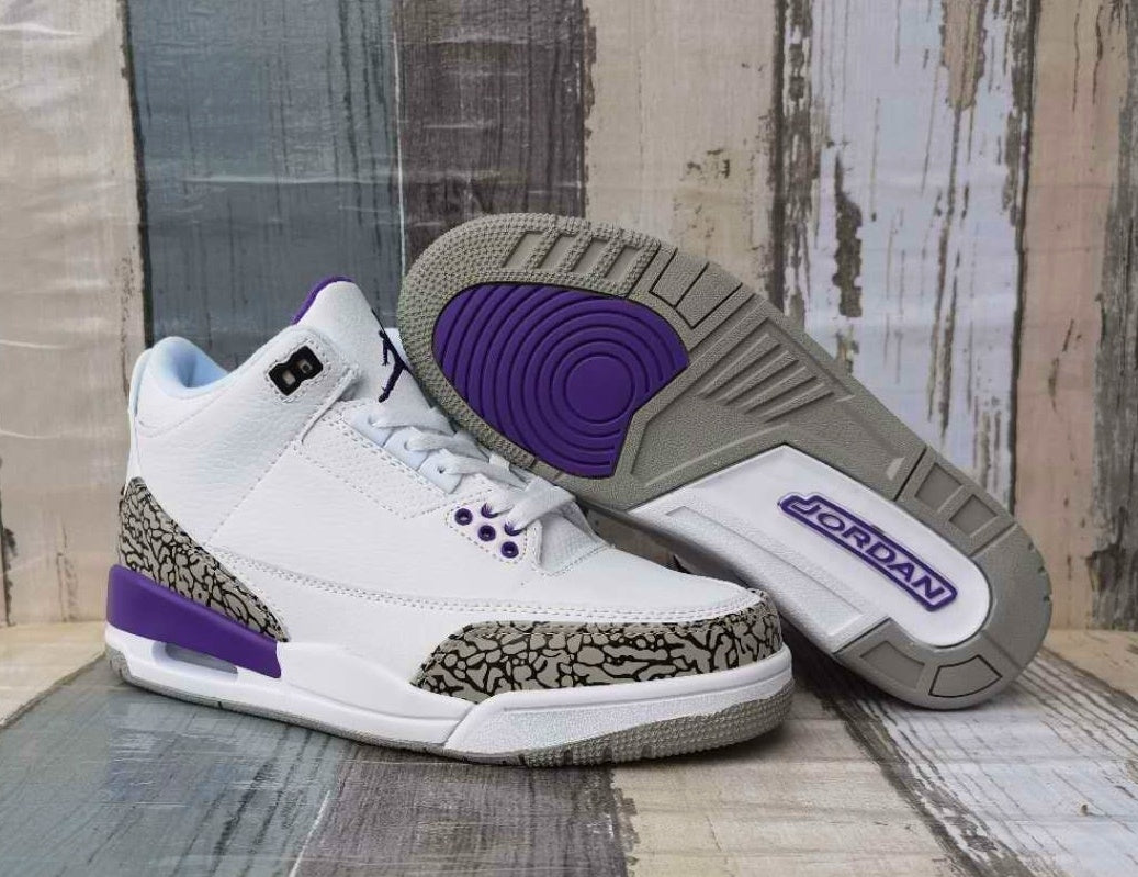Sneakers, White Purple Colorway, Lace Up Design, Casual Gift for Sneaker Fans