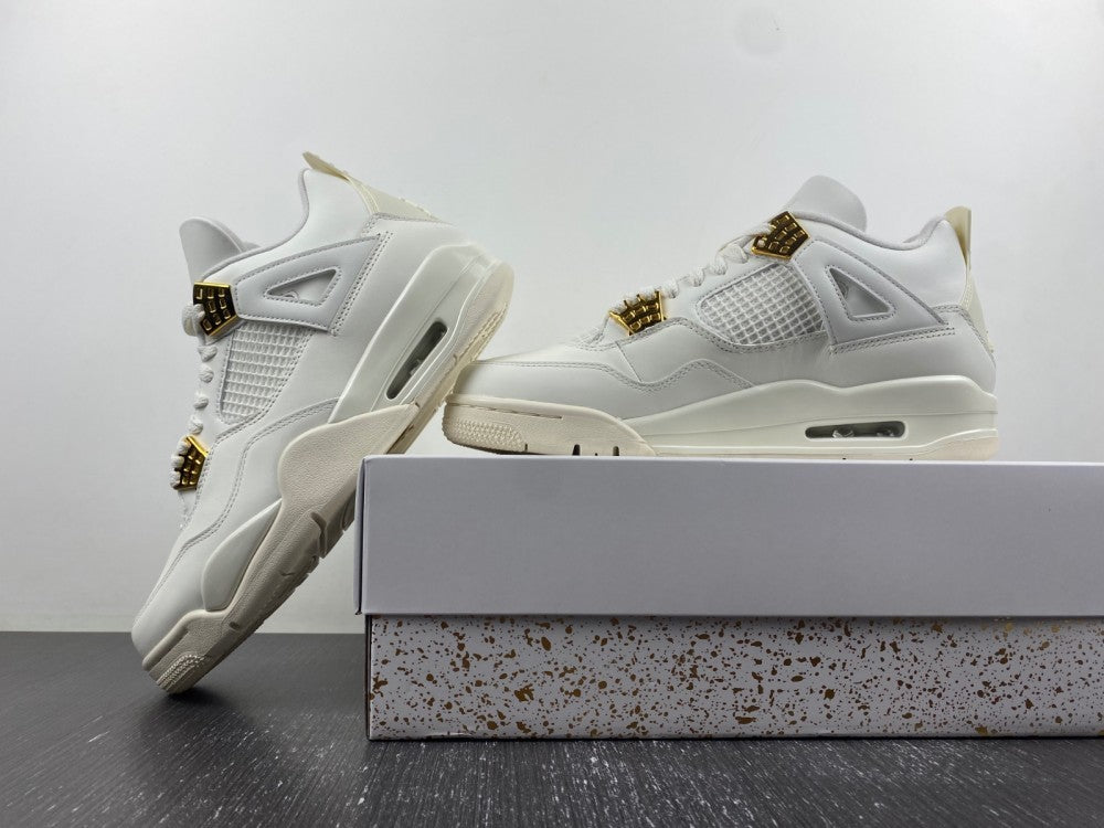Sneakers, White Gold Colorway, Metallic Finish, Lace Up Design, Casual Gift for Sneaker Fans