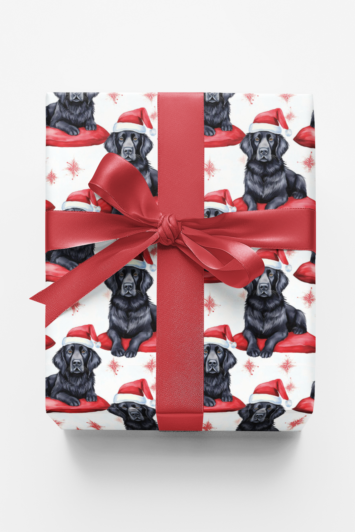 Santa Dog Wrapping Paper, Flat-Coated Retriever Christmas Wrapping Paper, Retriever Holiday Gift Wrap, Pet Lover Wrapping Pap