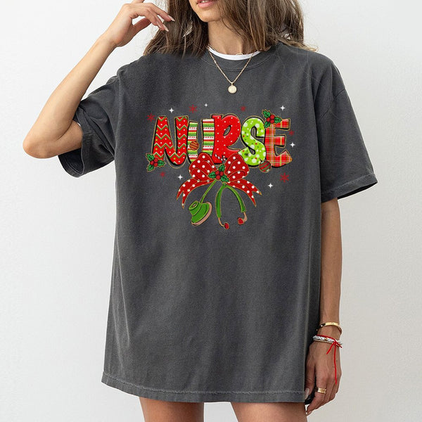 Festive Healthcare Medical Tee, Plaid Stethoscope Christmas Nurse T-Shirt, Adorable RN Nursing Student T-Shirt, Holiday Hospi