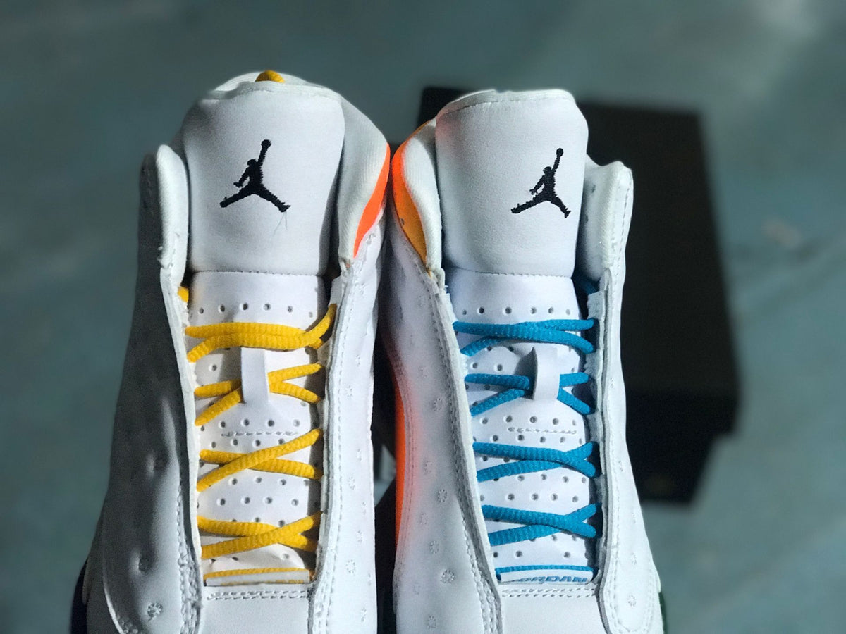 Sneakers, White Orange Colorway, Mismatched Colorway, Lace Up Design, Casual Gift for Sneaker Fans