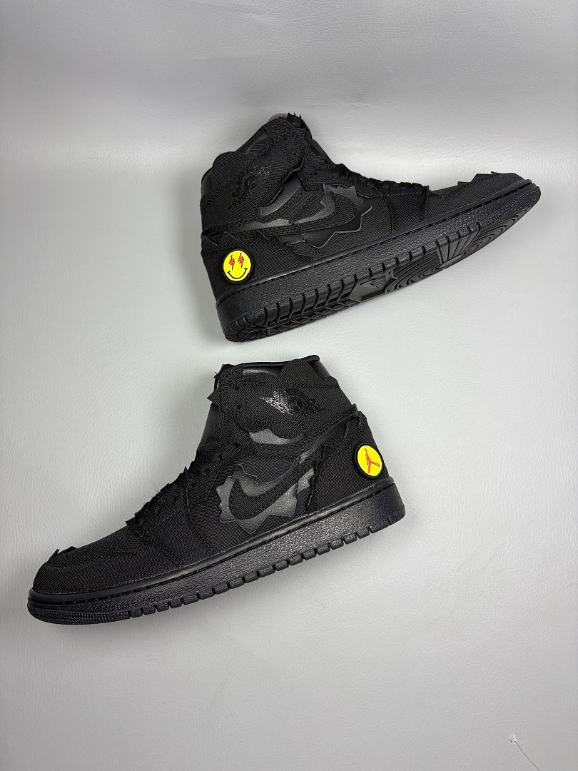 High Top Sneakers, Black Colorway, Strap Design, Casual Gift for Sneaker Fans