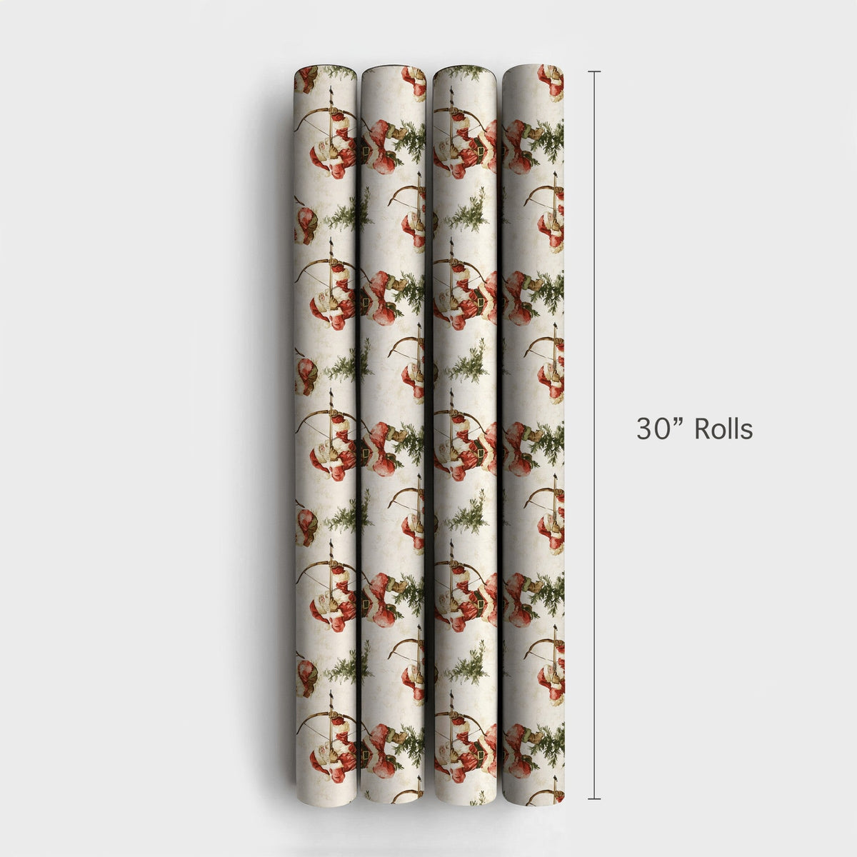 Watercolor Bow and Arrow Santa Gift Wrap, Santa Archer Wrapping Paper, Hunter Santa Christmas Wrapping Paper, Archery Holiday
