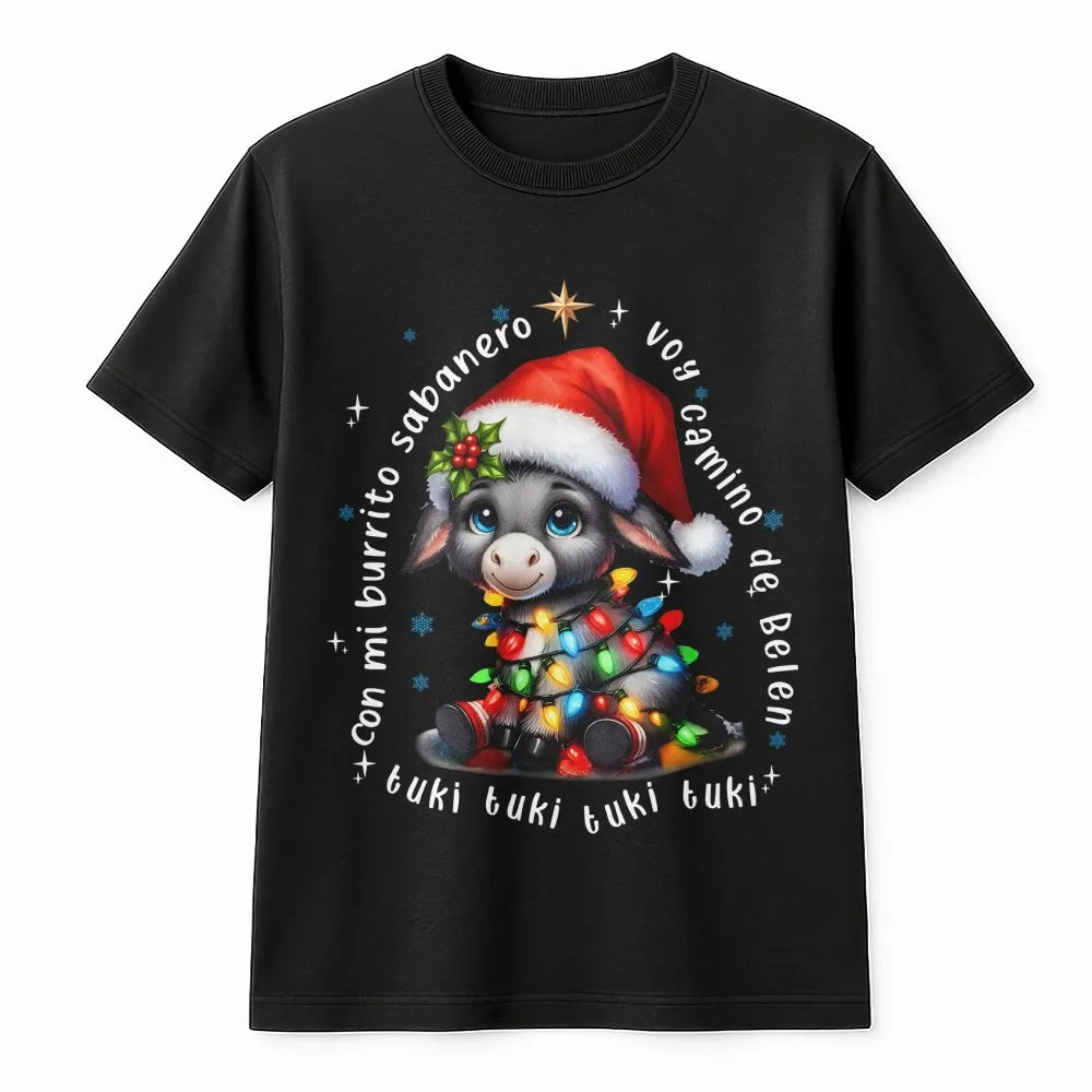 Adorable Christmas Donkey Shirt, Mi Burrito Sabanero T-Shirt, Latino Holiday Graphic Tee, Spanish Xmas Carol Tee, Villancicos