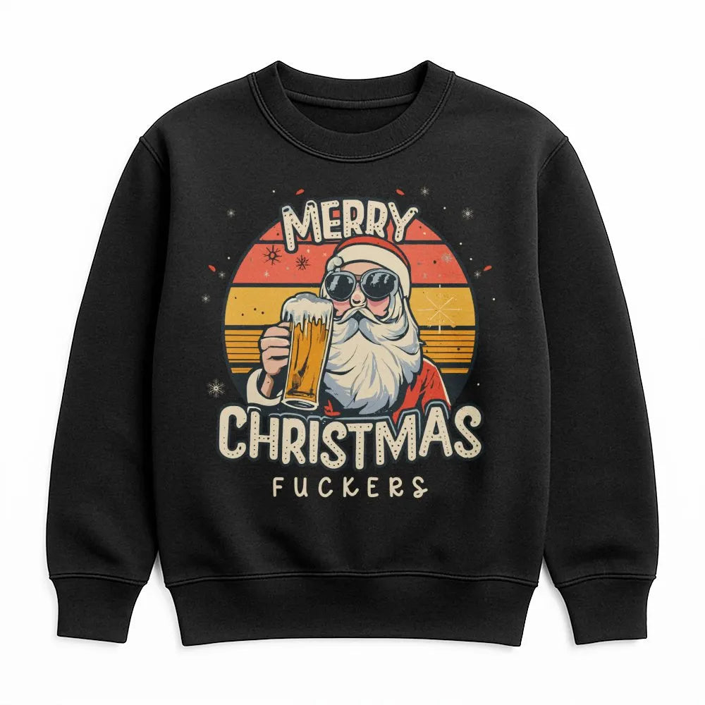 Sarcastic Christmas Drinking Sweatshirt, Humorous Santa Sweatshirt, Offensive Xmas Holiday Crewneck, Humor Santa Drinking Swe