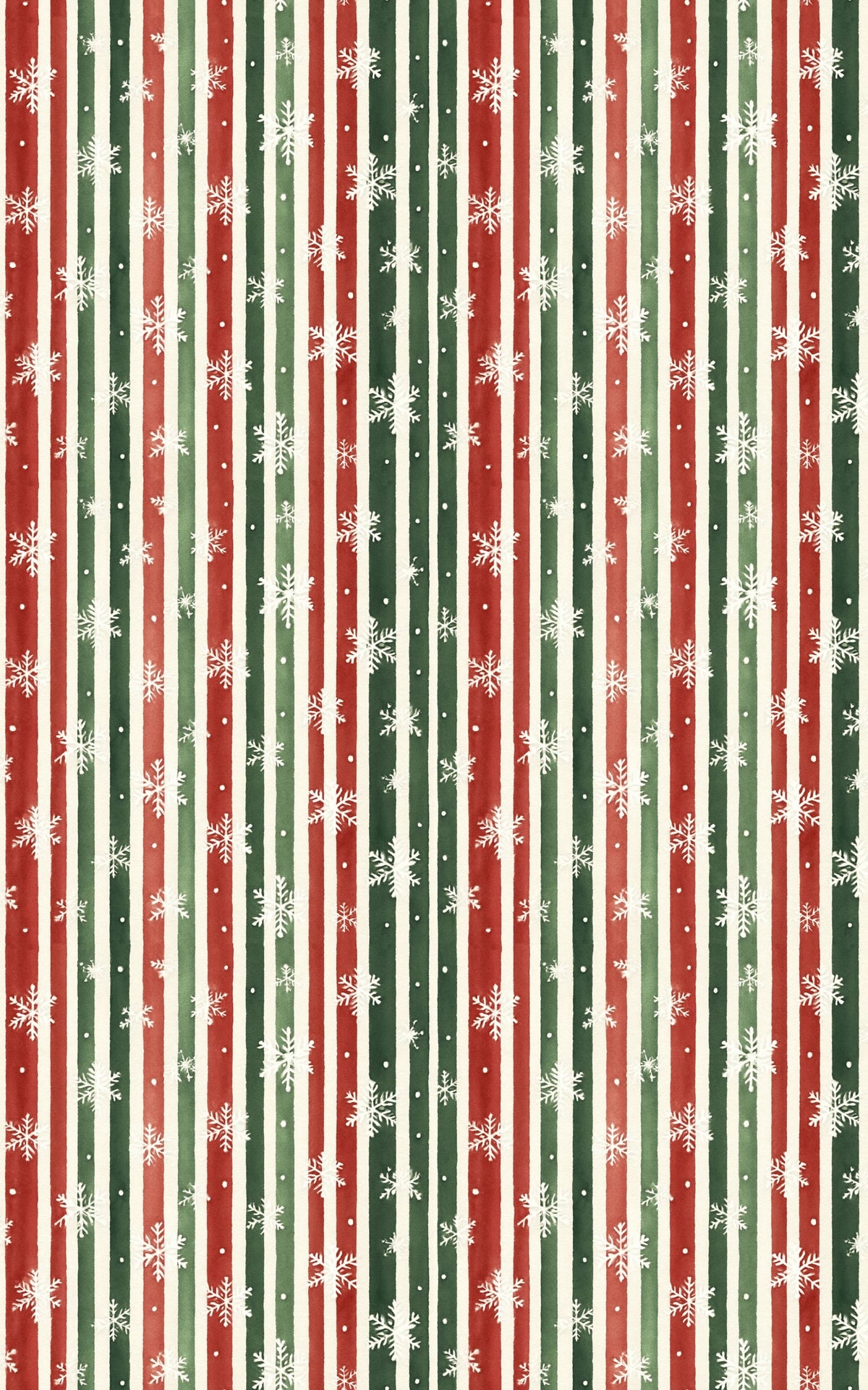 Watercolor Snowflake Gift Wrap, Frosted Holiday Stripes Wrapping Paper, Red Green Winter Present Paper, Cheerful Christmas Pa