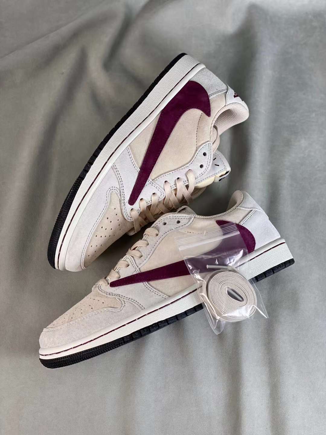 Basketball Shoes, White Burgundy Colorway, Reverse Hook Design, Lace Up Design, Casual Gift for Shoe Lovers