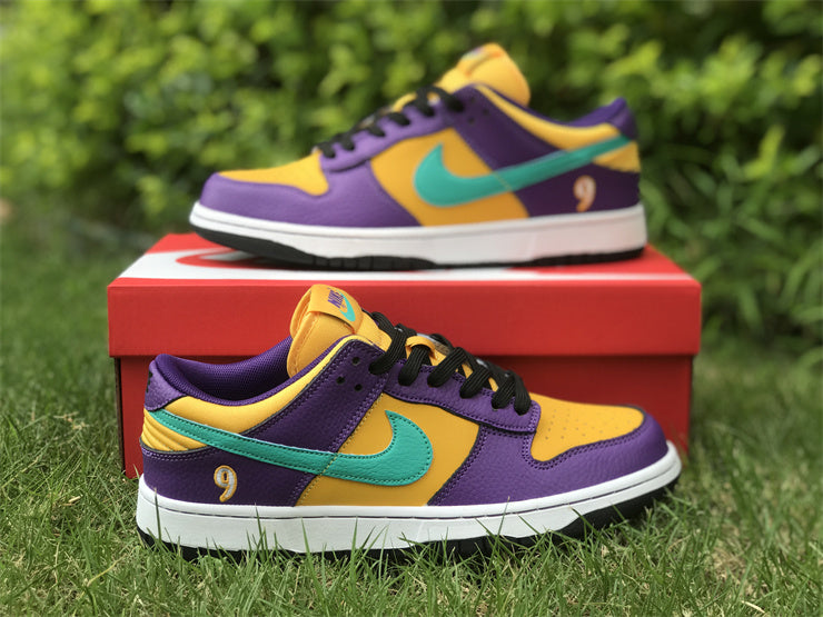 Low Top Sneakers, Purple Yellow Colorway, Lace Up Design, Casual Gift for Sneaker Fans