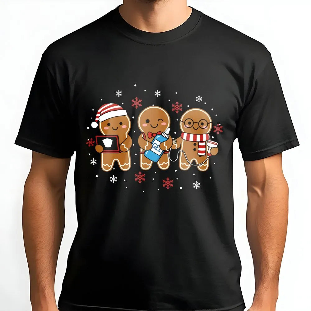 Adorable Gingerbread Sonographer Shirt, Ultrasound Tech Christmas T-Shirt, Sonography Holiday Tee, Radiology Xmas Graphic T-S