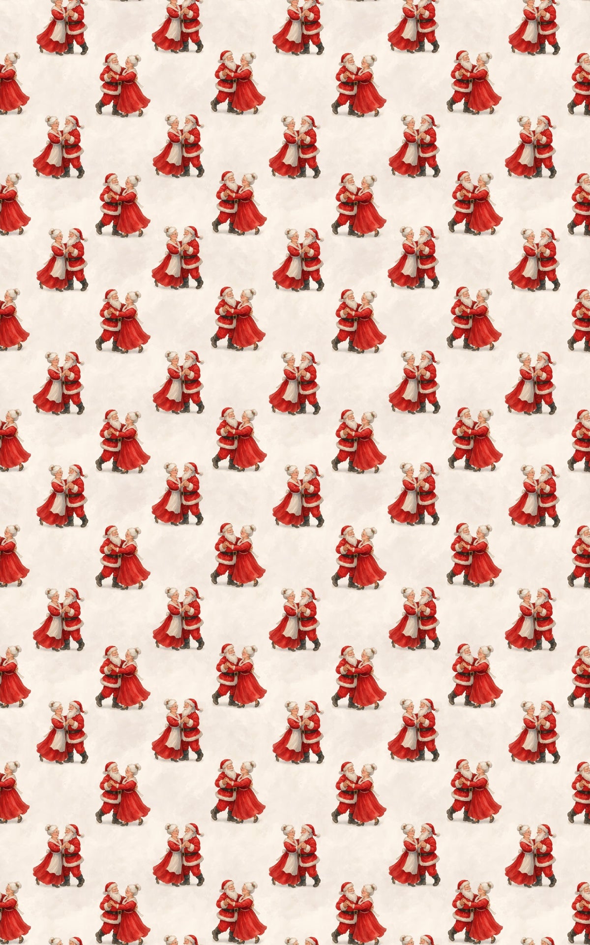 Vintage Santa Mrs Claus Holiday Gift Wrap, Dancing Santa Wrapping Paper, Retro Christmas Wrapping Paper, Romantic Present Pap