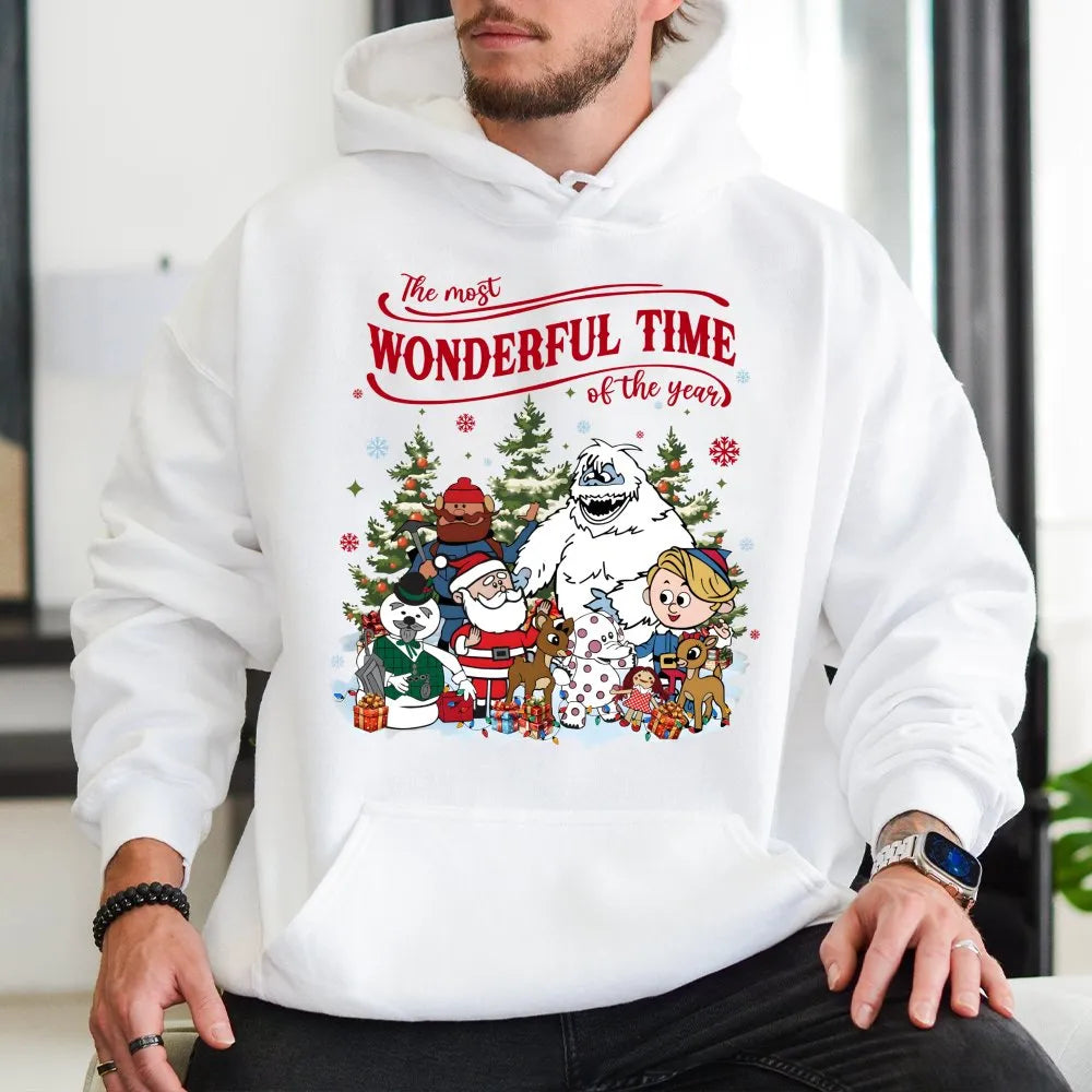 Classic Holiday Cartoon Sweatshirt, Retro Christmas Character Hoodie, Vintage 90s Winter Pullover, Adorable Festive Xmas Hood