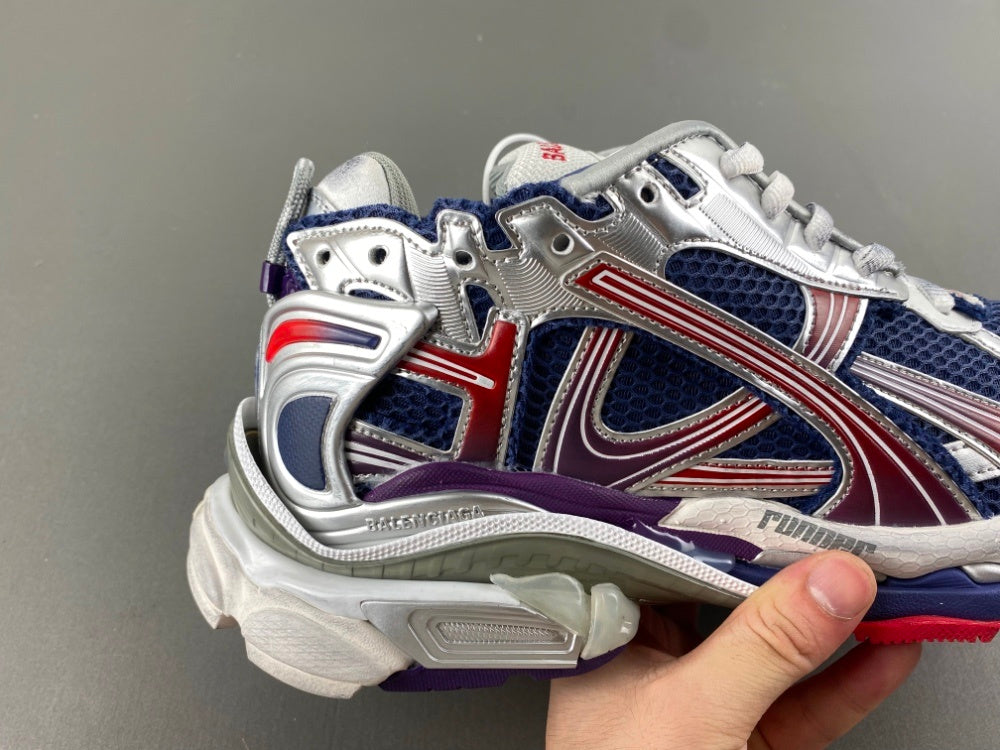 Low Top Sneakers, Blue Red Silver Colorway, Lace Up Design, Casual Gift for Sneaker Fans